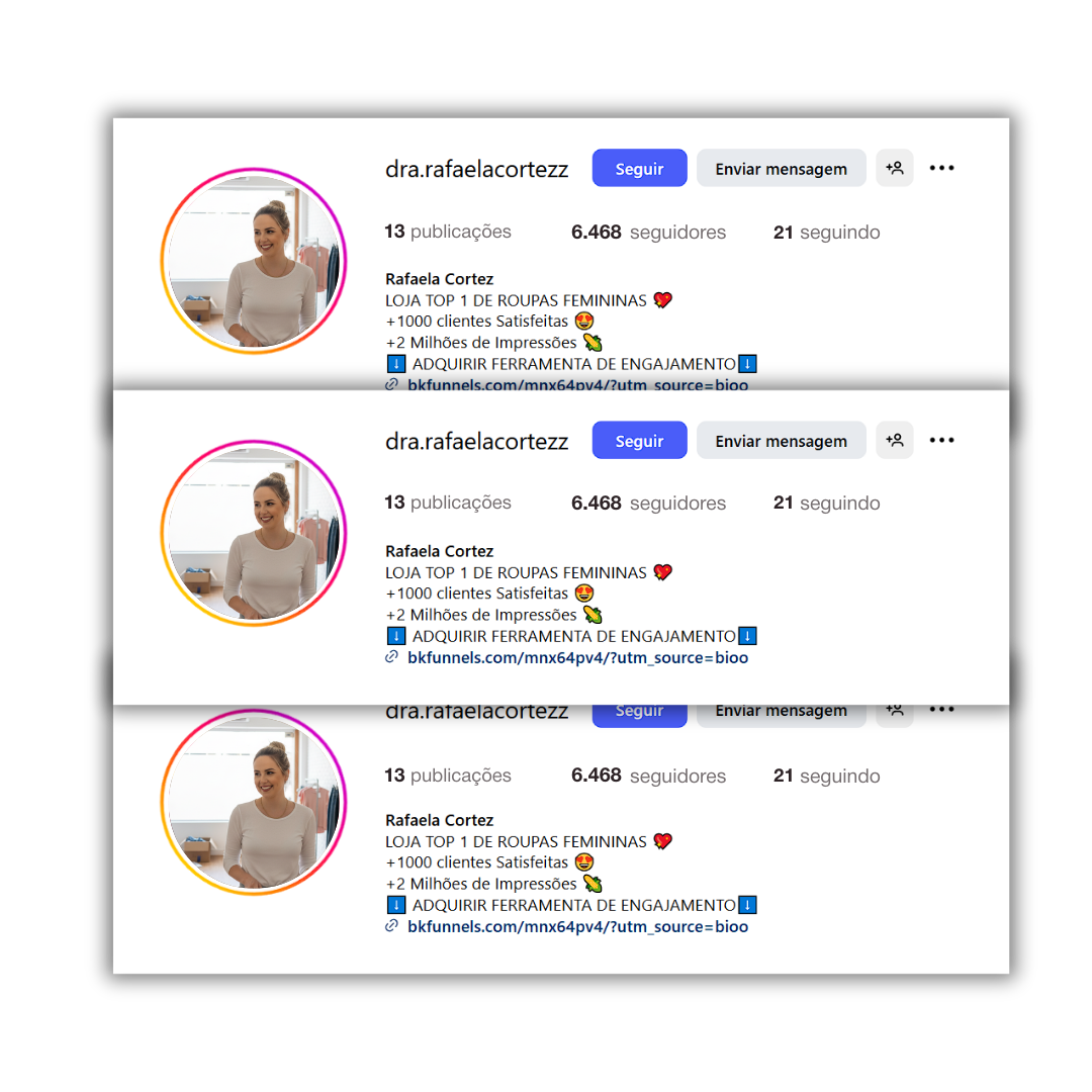 Antes - perfil com poucos seguidores